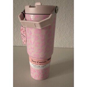 Juicy Couture Pink Cheetah 30 Oz Tumbler Stainless Steel Steel Oversized Handle